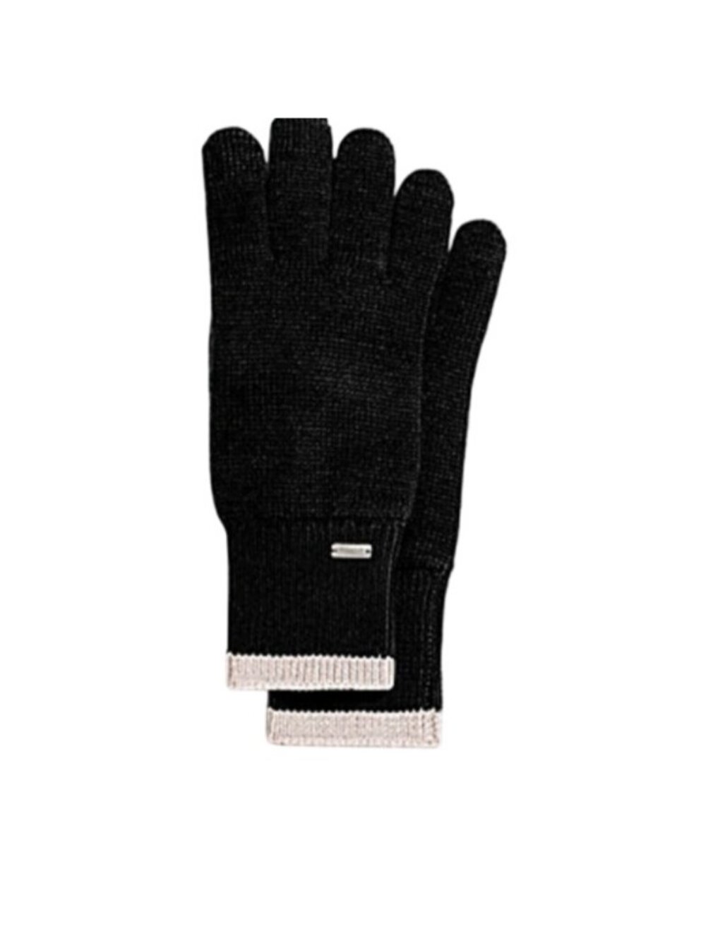 Coach F76490 Color blocked Knit Tech Gloves, Cream/Black - Picture 2 of 4
